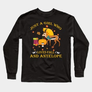 Just A Girl Who Loves Fall Antelope Funny Thanksgiving Gift Long Sleeve T-Shirt